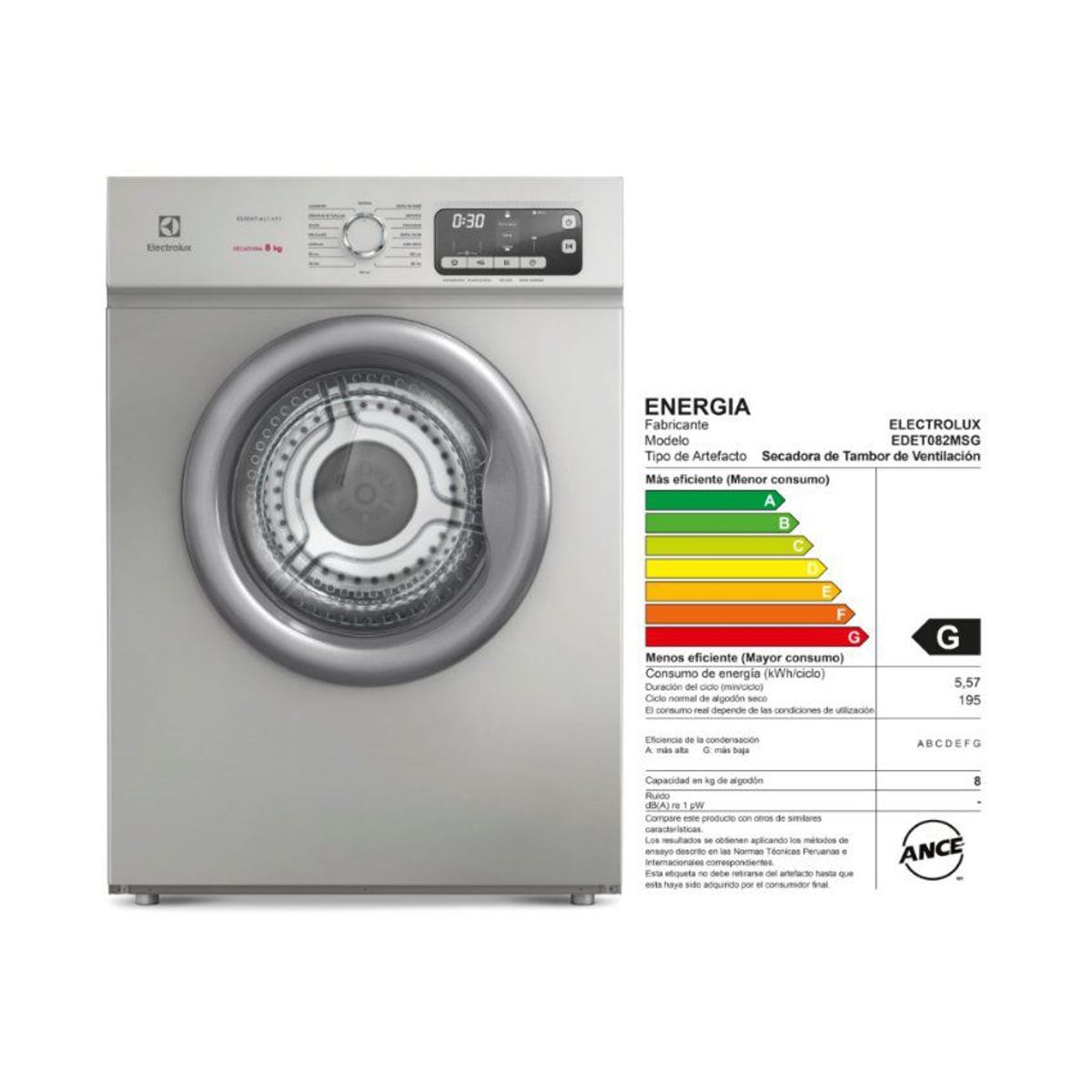 ELECTROLUX - Secadora de Ropa 8Kg Electrolux EDET082MSG