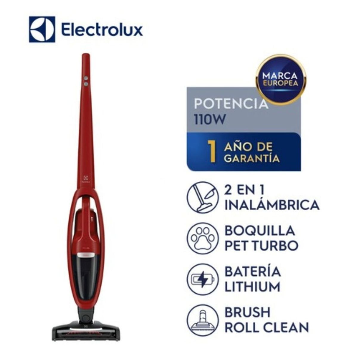ELECTROLUX - Aspiradora Inalámbrica Electrolux ERG36 110W 2 en 1 con Filtro HEPA para mascotas