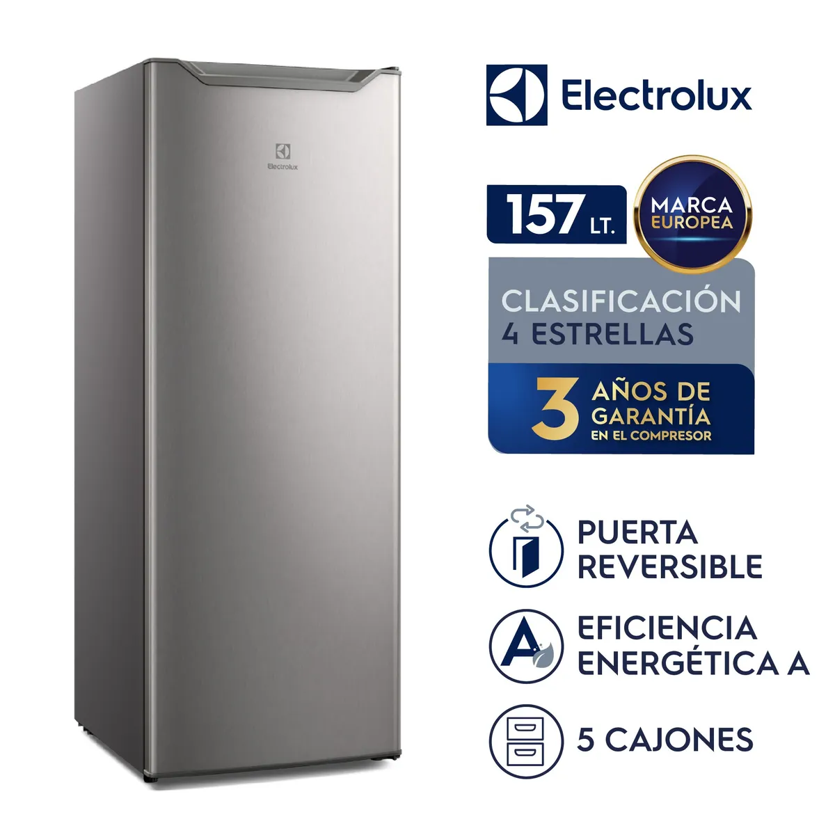 ELECTROLUX - Congelador Electrolux 157L Vertical Plata EFUY16P2HVG