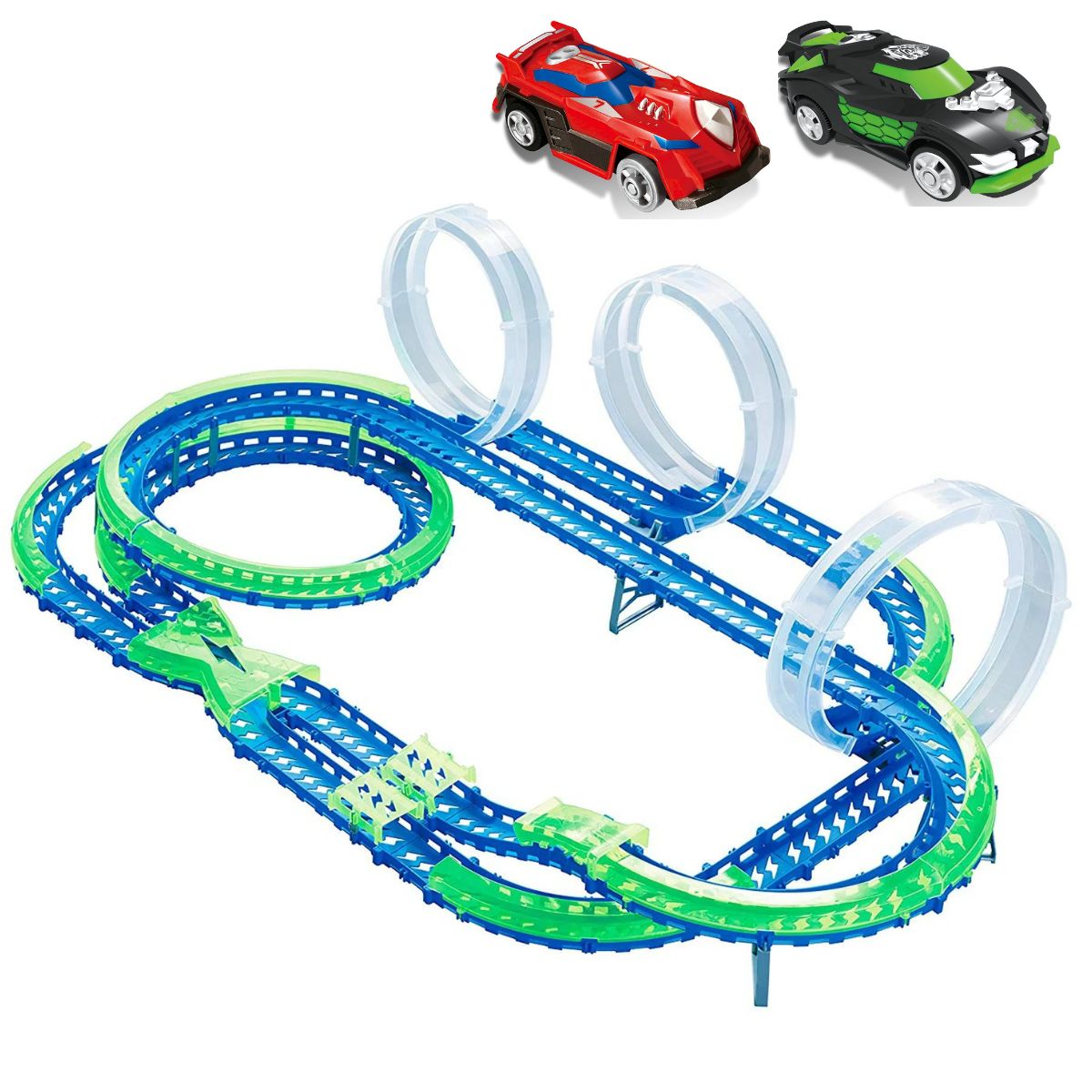 WAVE RACERS - Juguete Pista de Carrera Mega Match 3 Vueltas en Espiral