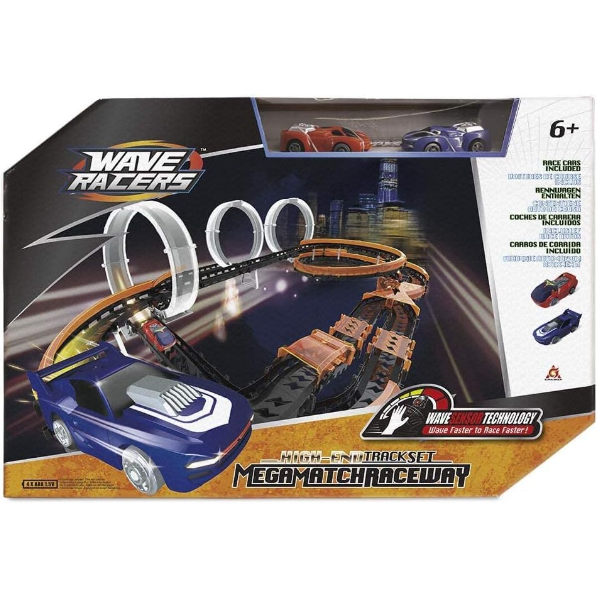 WAVE RACERS - Juguete Pista de Carrera Mega Match 3 Loops Aéreos