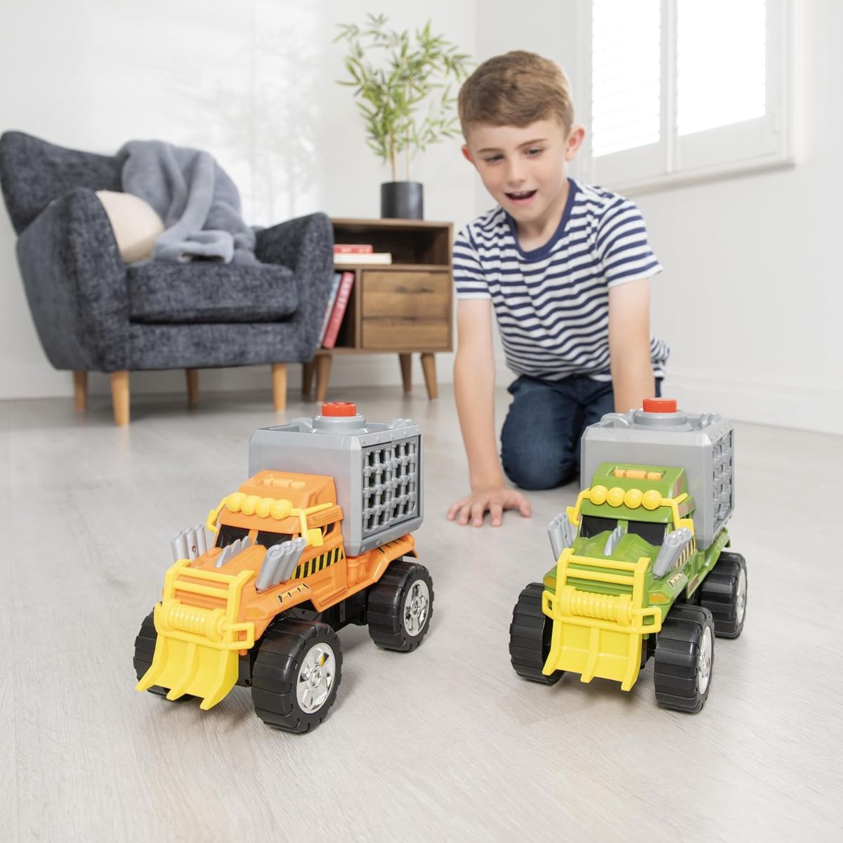 TEAMSTERZ - Juguete Carro Todoterreno Monstruo Escape Dino Naranja