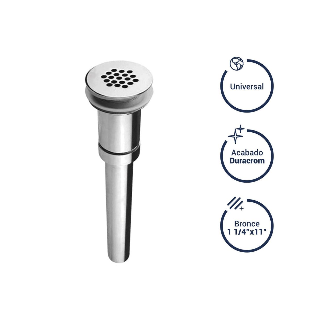 VAINSA - Desagüe de lavatorio tipo sumidero universal Vainsa 11/4"x11"(3,18 cm x 28 cm)