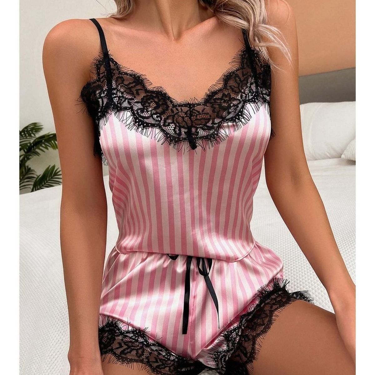 GENERICO - Ropa de dormir Amaia - Rayado Rosado con Blanco