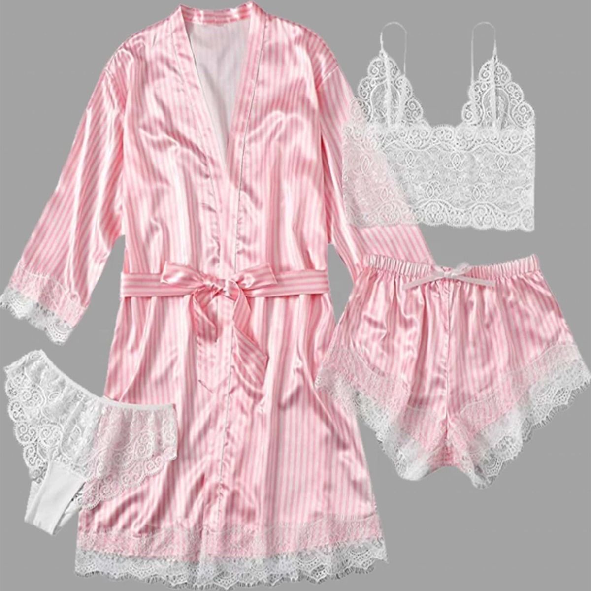 GENERICO - Ropa de dormir Julieta - Rayado Rosado con Blanco