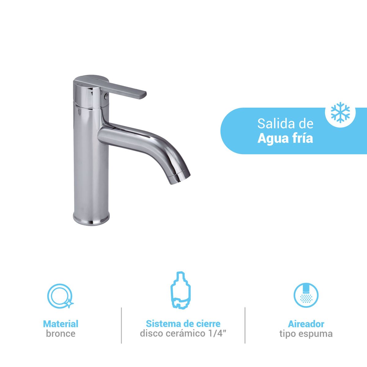 ITALGRIF - Llave para lavatorio baja buzios lever cromada Italgrif