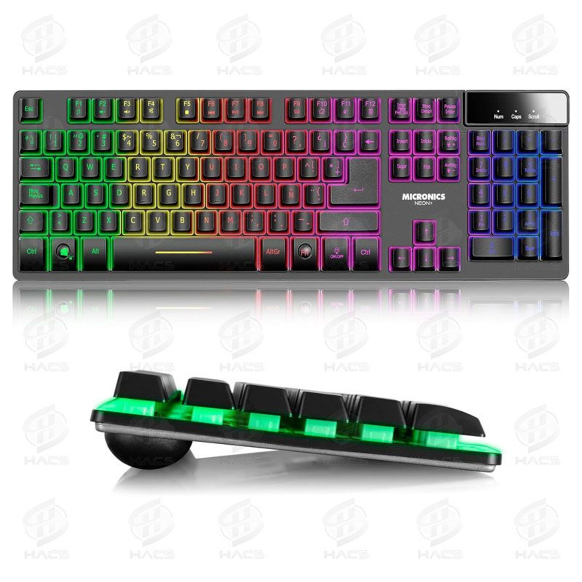 MICRONICS - Teclado Gamer Micronics Neon Luces Led Rainbow