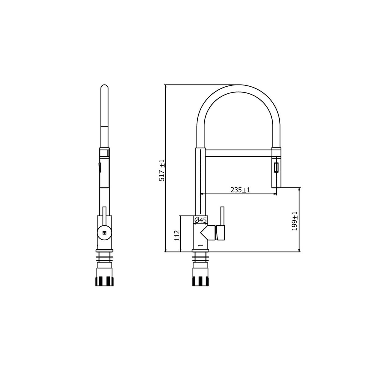 VAINSA - Mezcladora monocomando bar manguera negra con ducha inox