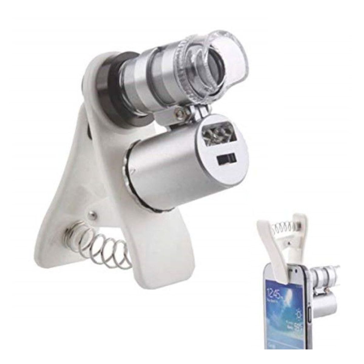 GENERICO - Lupa 60x para celular Con Luces Led Clip Para teléfono