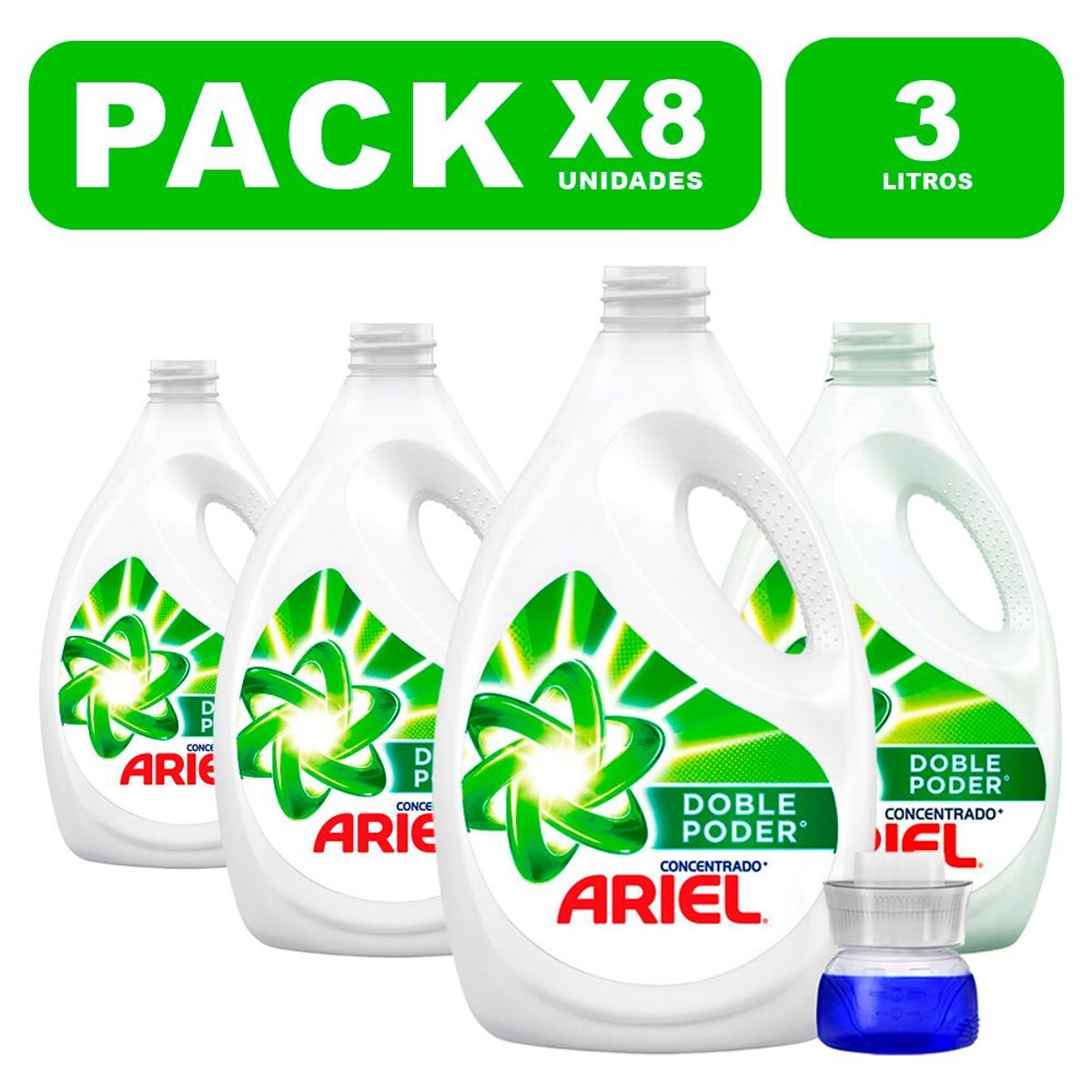 ARIEL - PackX8 Detergente Líquido Ariel Concentrado 3L