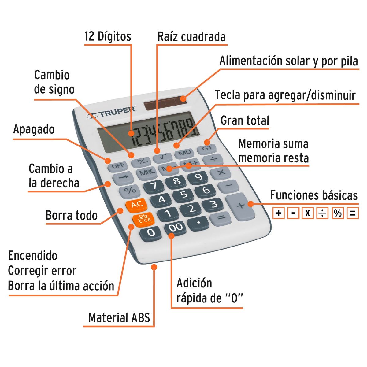 TRUPER - Calculadora de Bolsillo Escritorio Truper