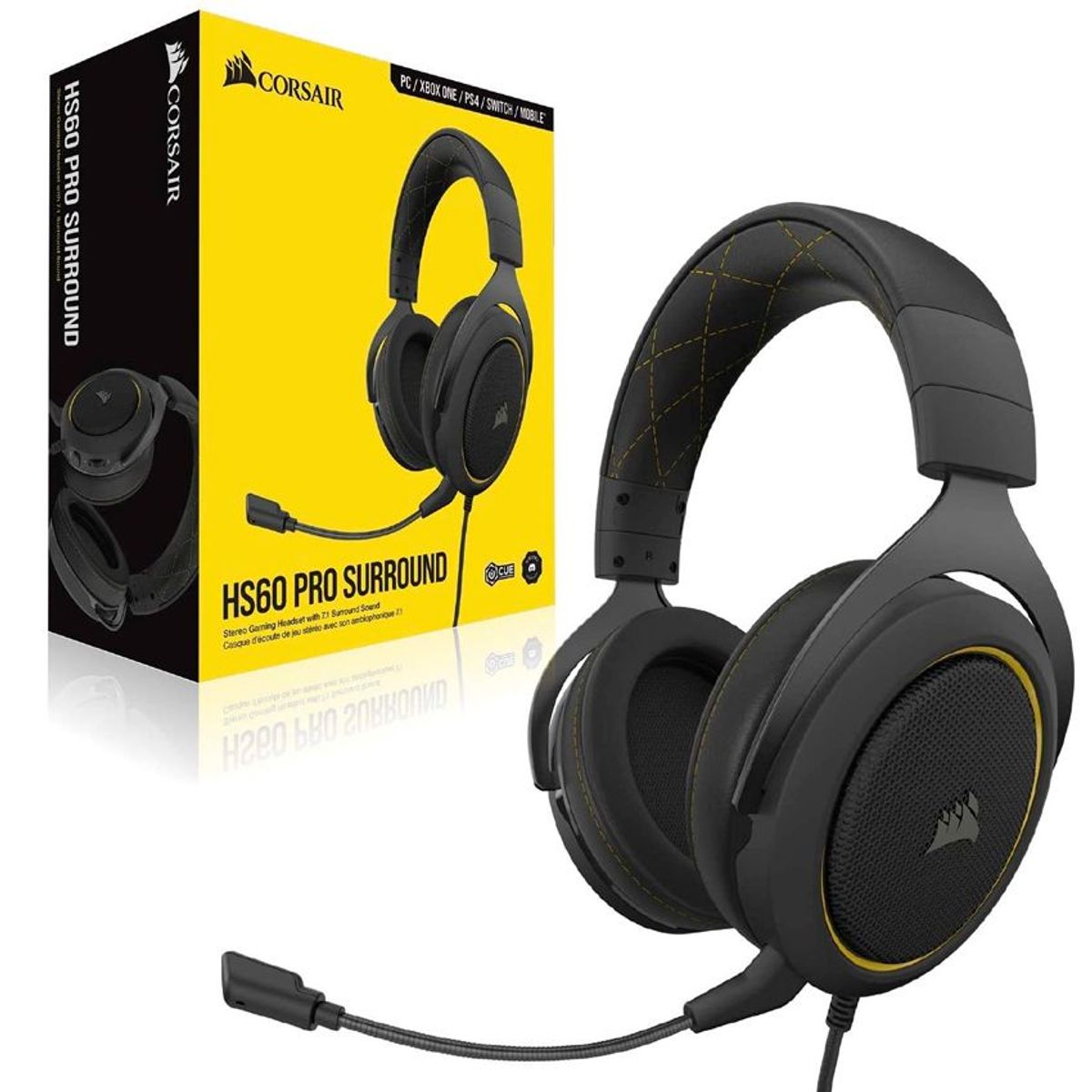CORSAIR - audífonos gamer Corsair HS60 Pro Surround yellow audio 7.1