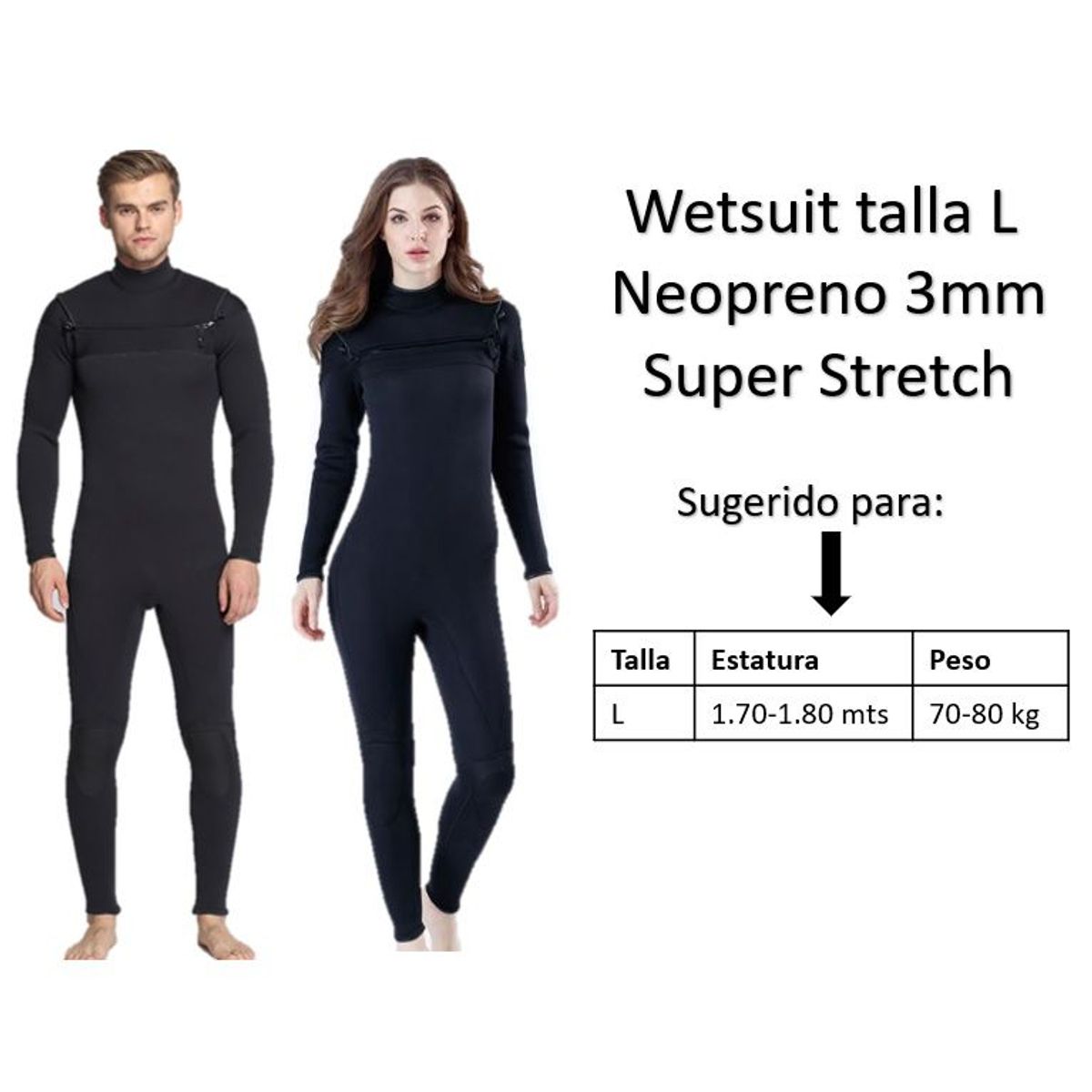 GENERICO - Wetsuit L cierre pecho neopreno 3mm