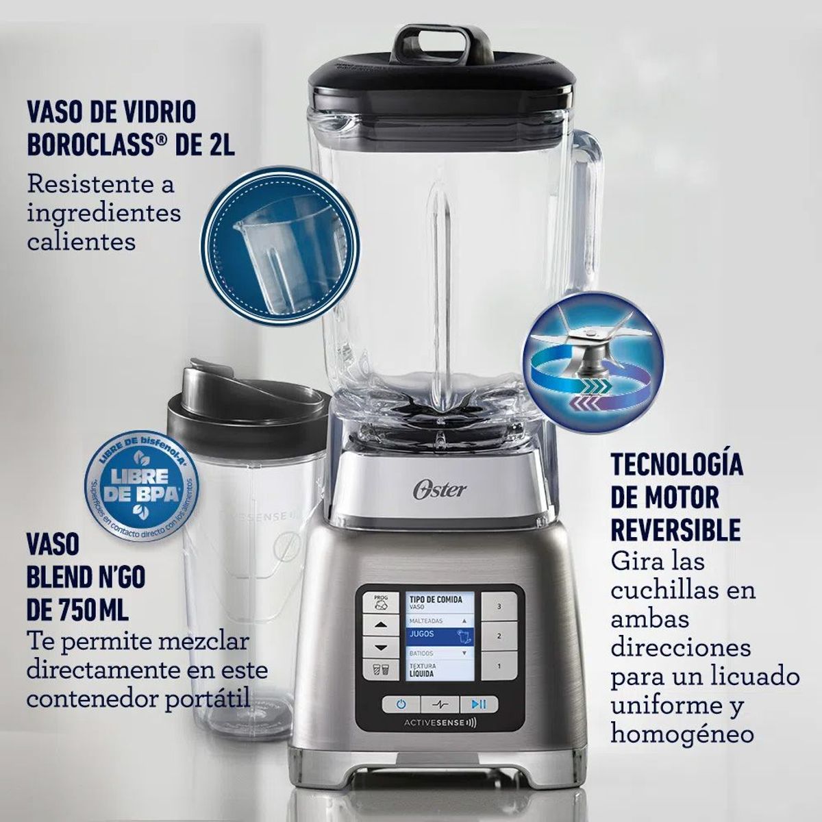 OSTER - Licuadora ActiveSense Oster BLSTTDGNBG plata