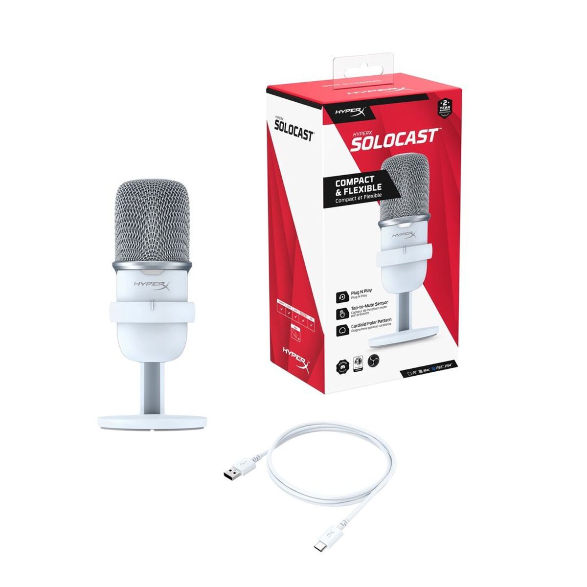 HYPERX - MICROFONO HYPERX SOLOCAST BLANCO 519T2AA