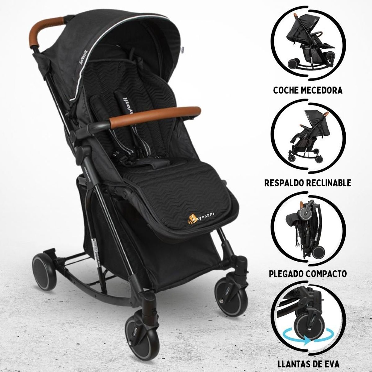 INFANTI - Coche Cuna Mecedora INFANTI »ROCKING» BLACK