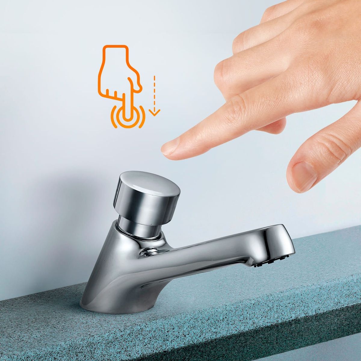 VAINSA - Llave Lavatorio baja Cromado - Temporizada Vainsa