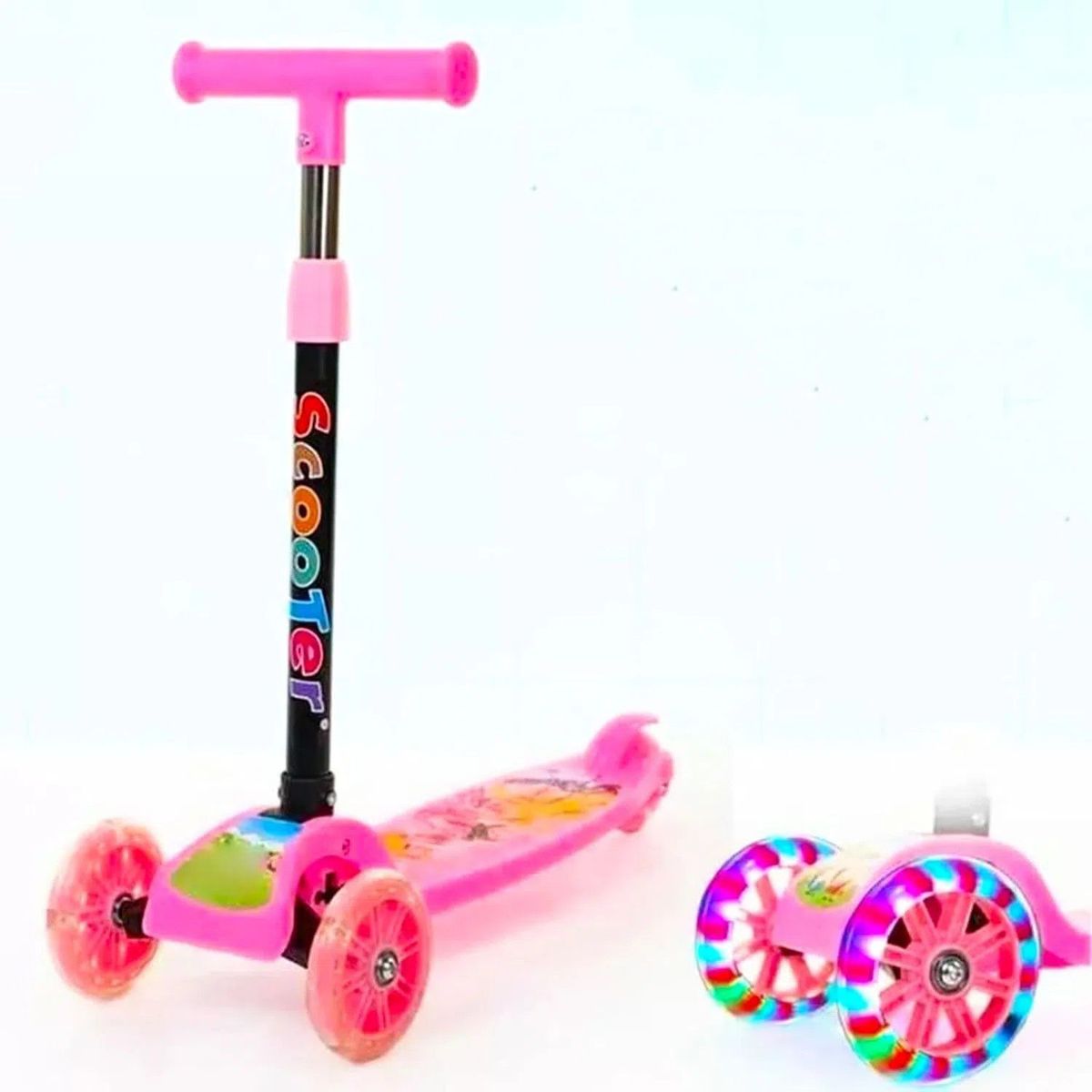 GENERICO - Scooter Plegable Para Niños Con Luces Rosa