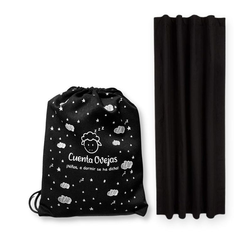 CUENTA OVEJAS - Cortina Blackout Portátil 200x130cm Plain Black Regular Cuenta Ovejas