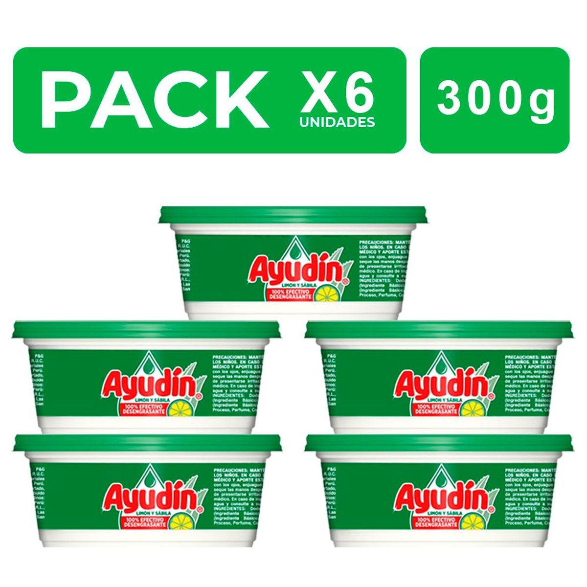 AYUDIN - Lavavajillas Pasta Ayudin Limón 300g Pack x6
