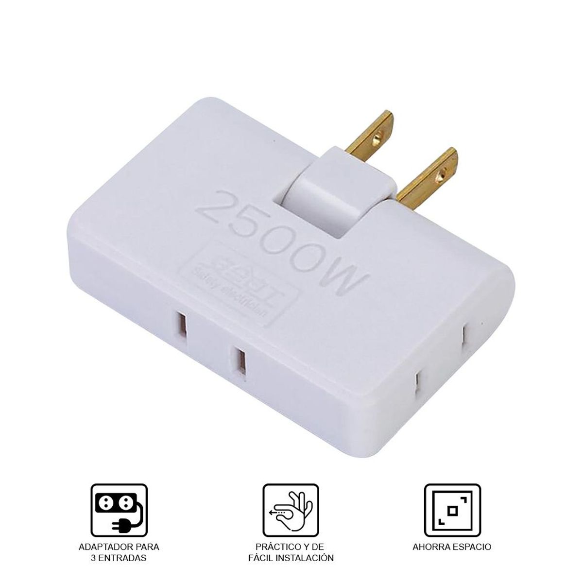 GENERICO - Enchufe Tomacorriente Múltiple  Giratorio 3 Salidas