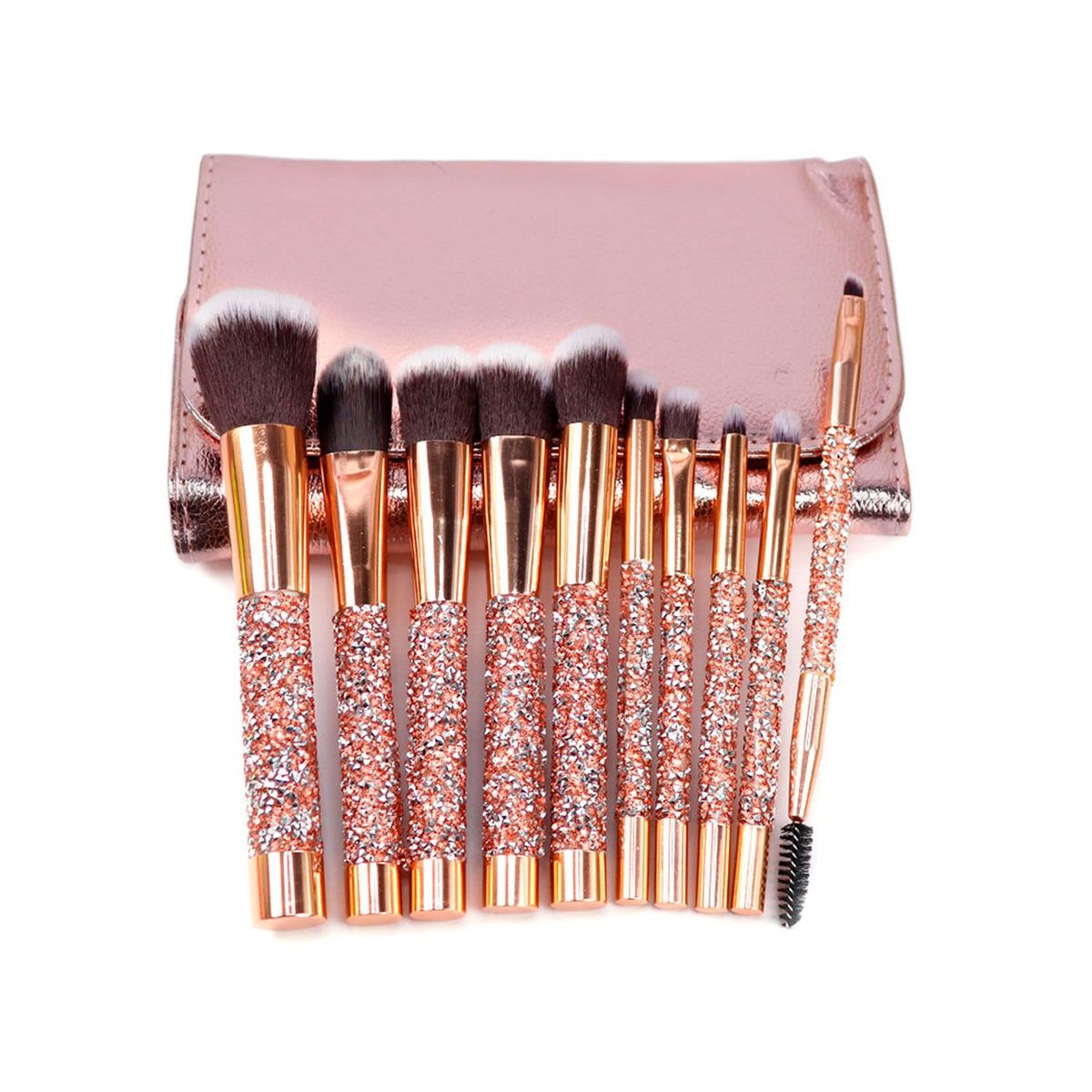 GENERICO - Set de 10 Brochas Pedrería Golden Con Estuche