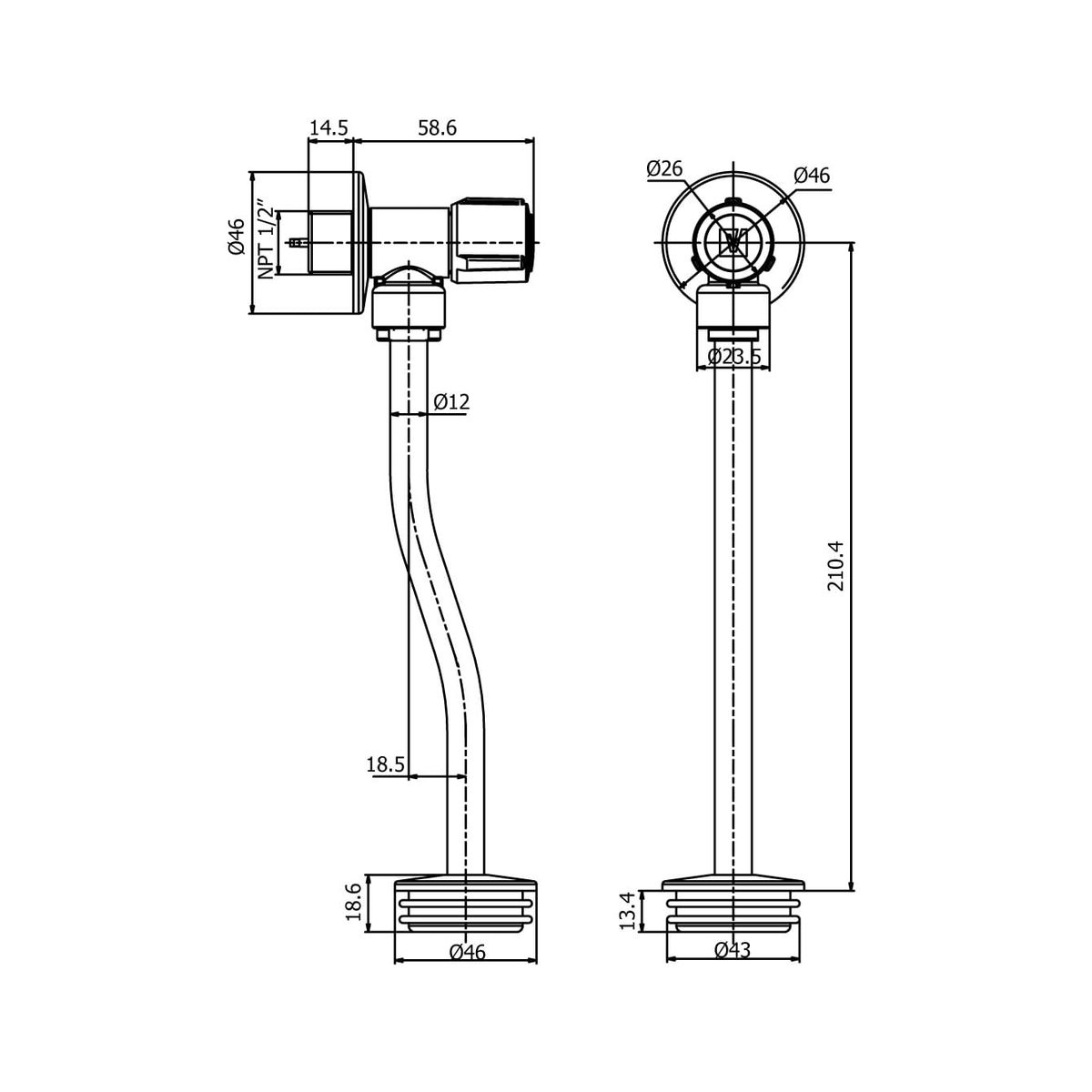 VAINSA - Llave de urinario compacto hecho en bronce Vainsa