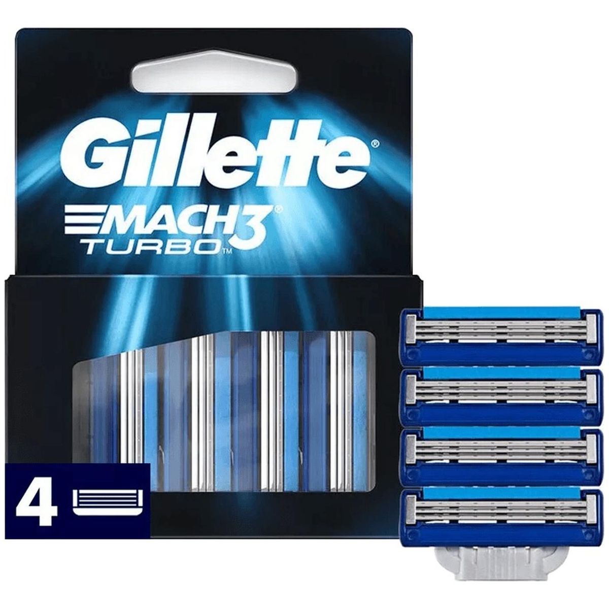 GILLETTE - Gillette Mach3 Turbo Cartuchos para Afeitar 4 unidades