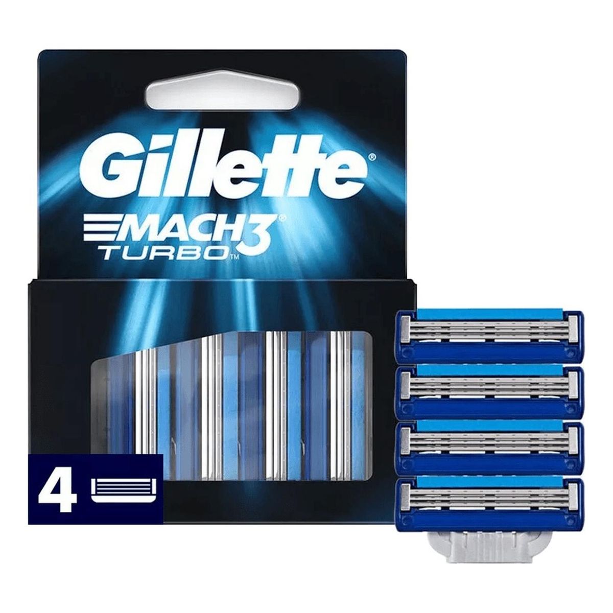 GILLETTE - Gillette Mach3 Turbo Cartuchos para Afeitar 4 unidades