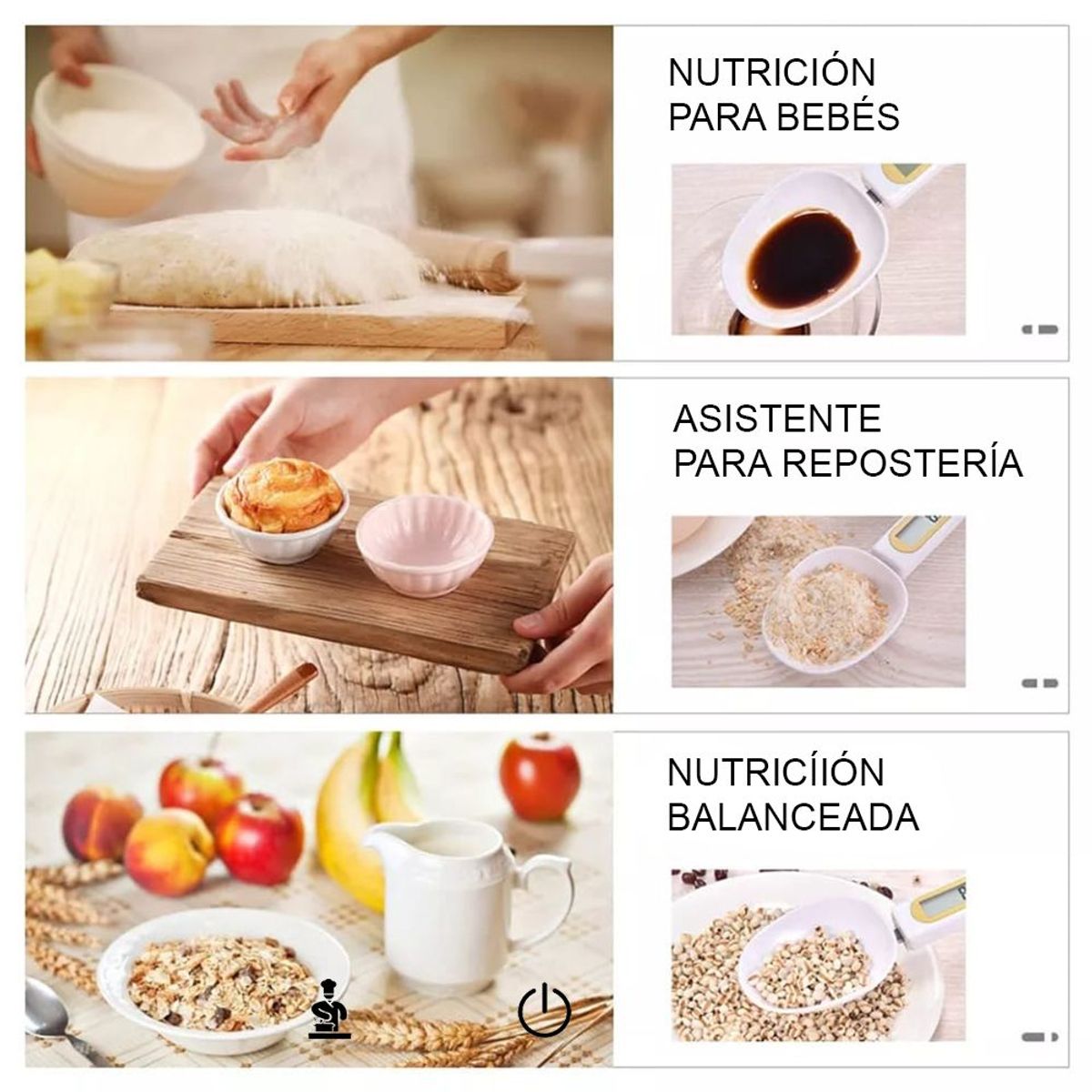 EASY&HOME - Cuchara Medidora Digital 500g Blanco