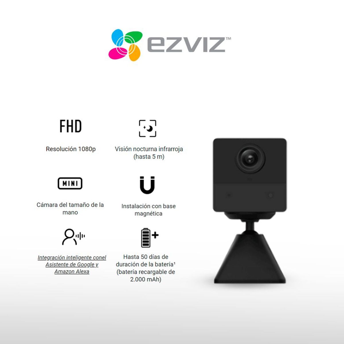 EZVIZ - Cámara de seguridad Full HD BC2 wifi para interiores con bateria - Ezviz