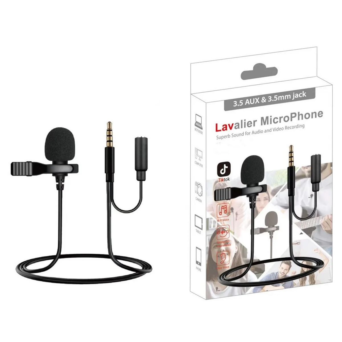 GENERICO - Micrófono Solapero Plug Aux - 35mm - Para Celulares y Tablets