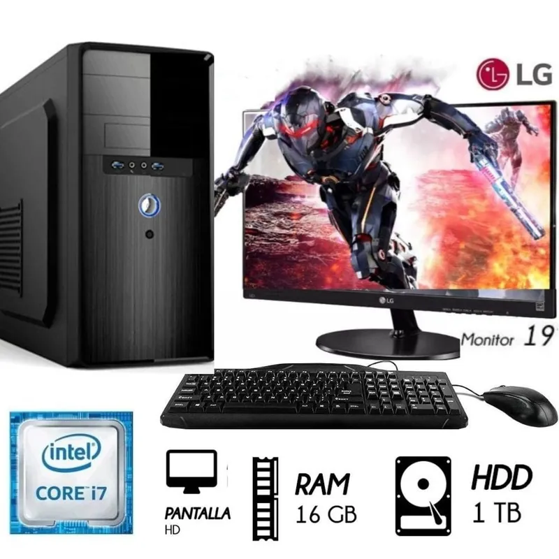 INTEL - Computadora Pc Intel Core I7 3.2GHZ Monitor 19”LG  Ram 16GB Disco Duro 1TB
