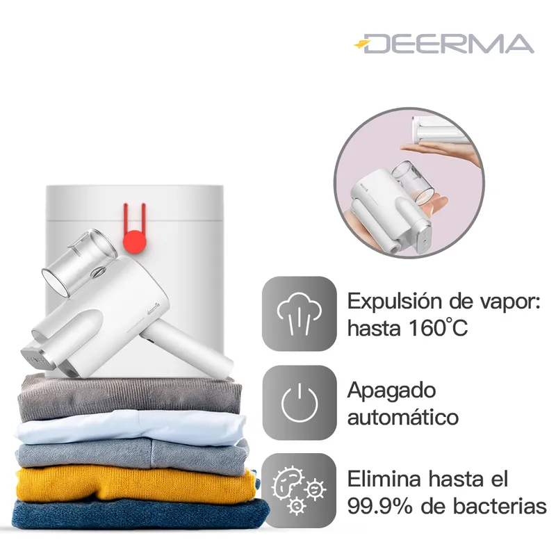 DEERMA - Plancha Vaporizadora Para Ropa Portatil DEM-HS007 Elimina Bacterias