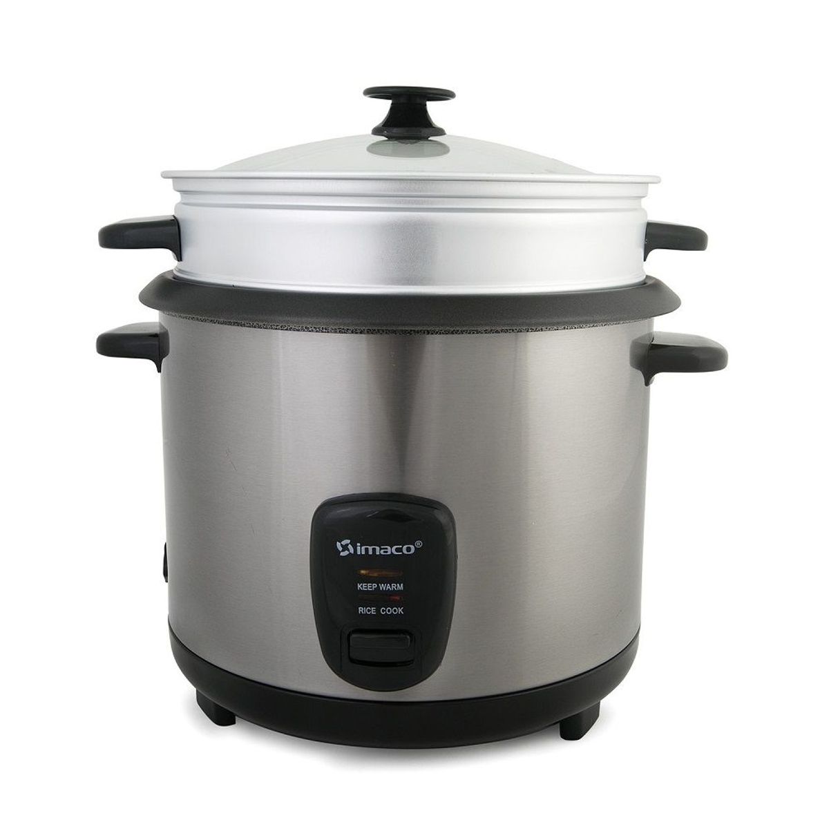 IMACO - Imaco - Olla Arrocera 1.8 Lts.  Tapa Vidrio Con Steamer Exterior Acero RCO 18S