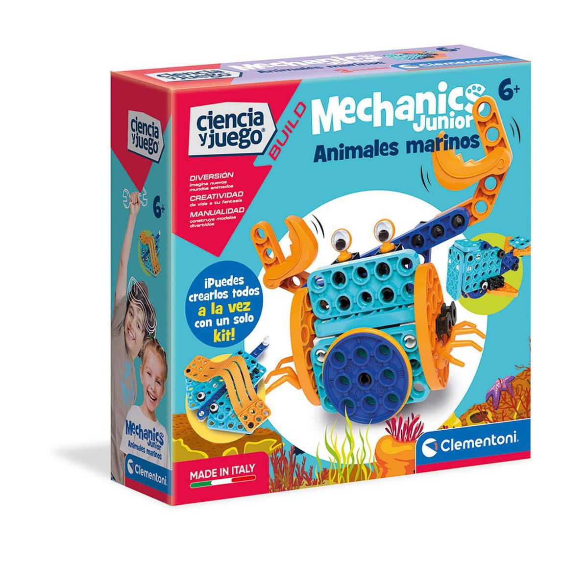 CLEMENTONI - JUEGO MECÁNICA JUNIOR, ANIMALES MARINOS