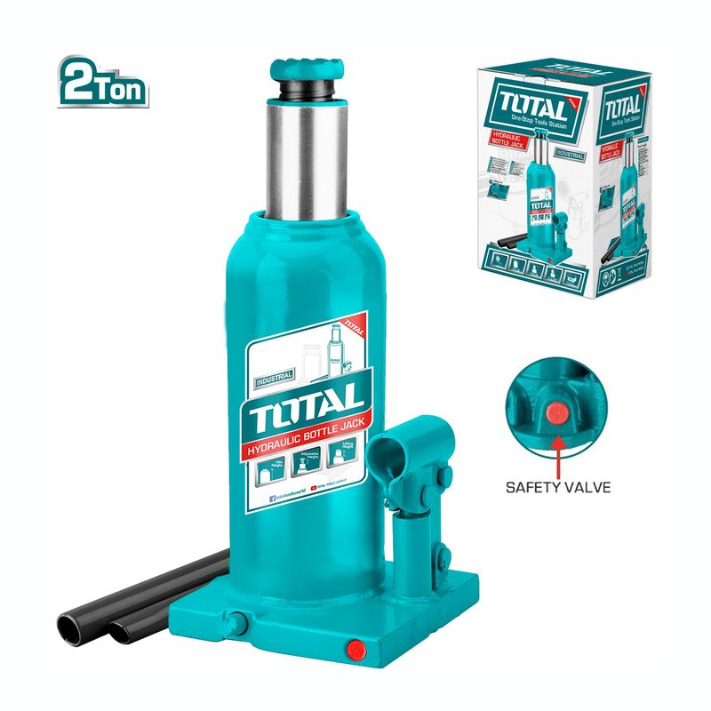 TOTAL TOOLS - GATA HIDRÚLICA TIPO BOTELLA 2T VALVULA DE SEGURIDAD TOTAL - THT109022