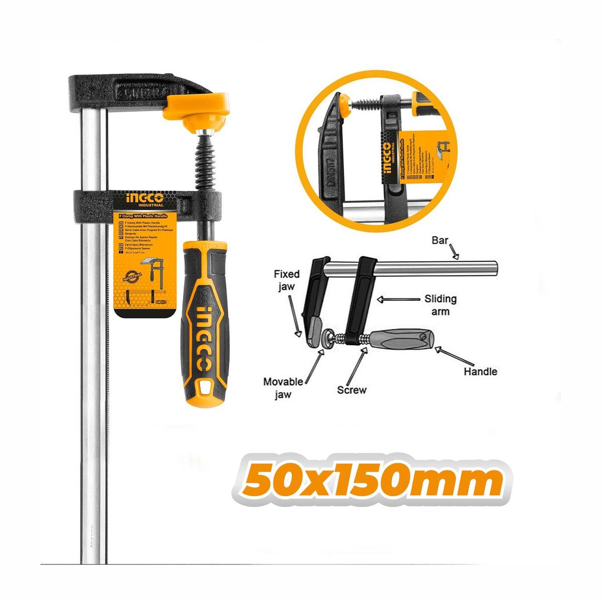 INGCO TOOLS - PRENSA SARGENTO TIPO F 50x150MM INDUSTRIAL INGCO - HFC020501