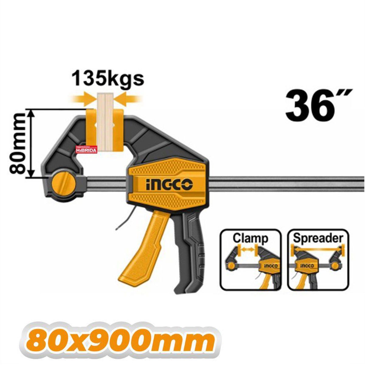 INGCO TOOLS - PRENSA RÃPIDA 36 135K ANRAZADERA AUTOAJUSTABLE INGCO - HQBC36803