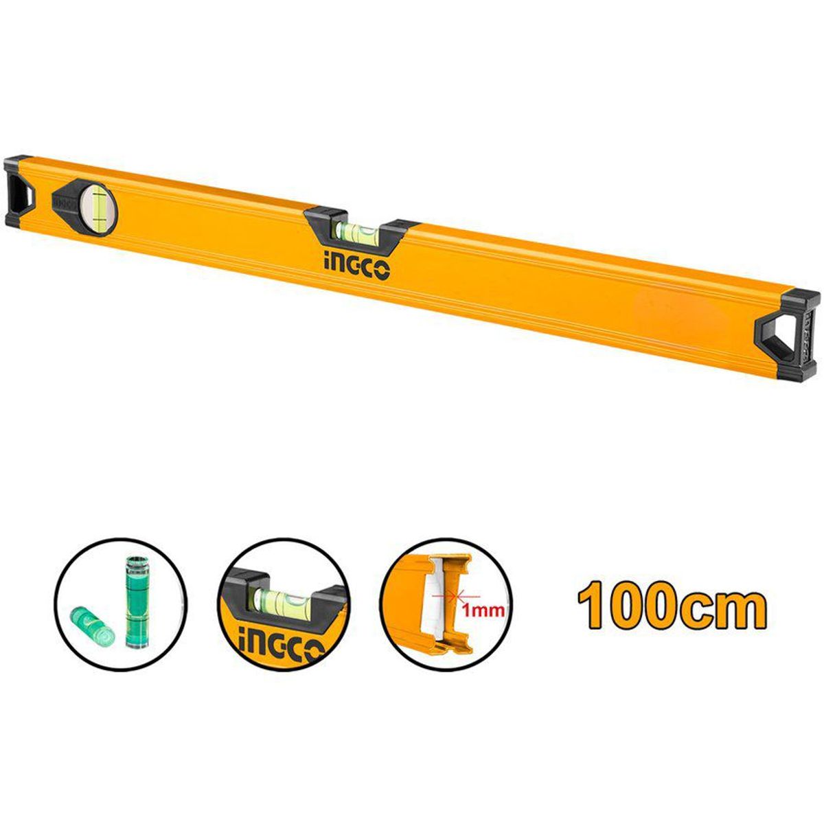 INGCO TOOLS - NIVEL DE ALUMINIO 1M CON BURBUJA PROFESIONAL INGCO - HSL58100