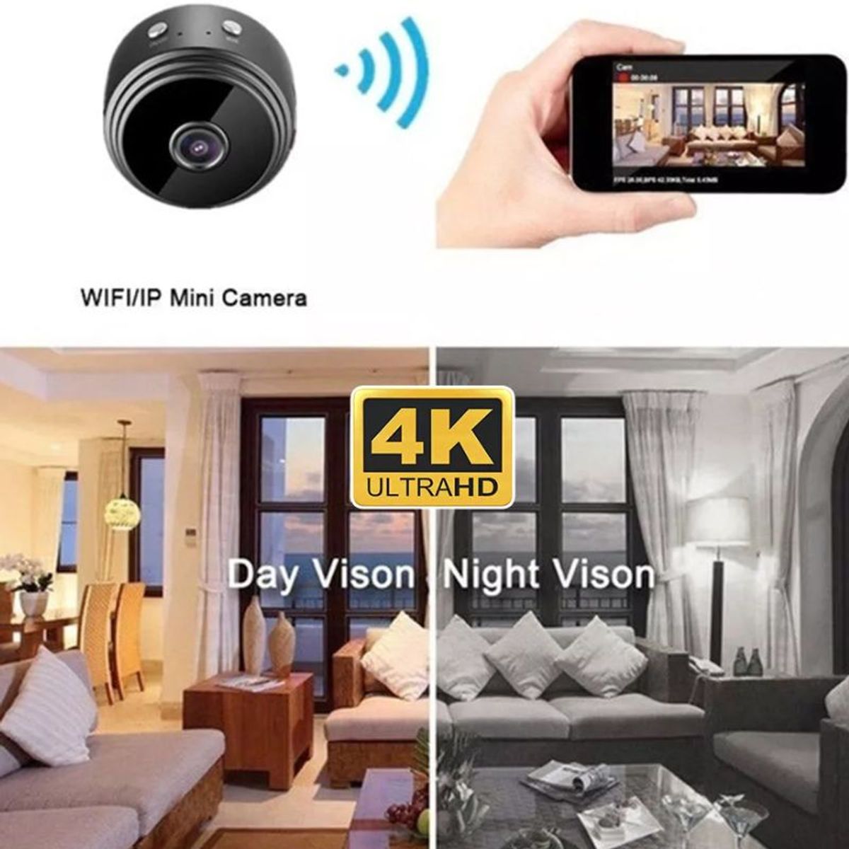 OEM - Mini Camara Seguridad HD tipo cámara Espía Vigilancia IP Sensor