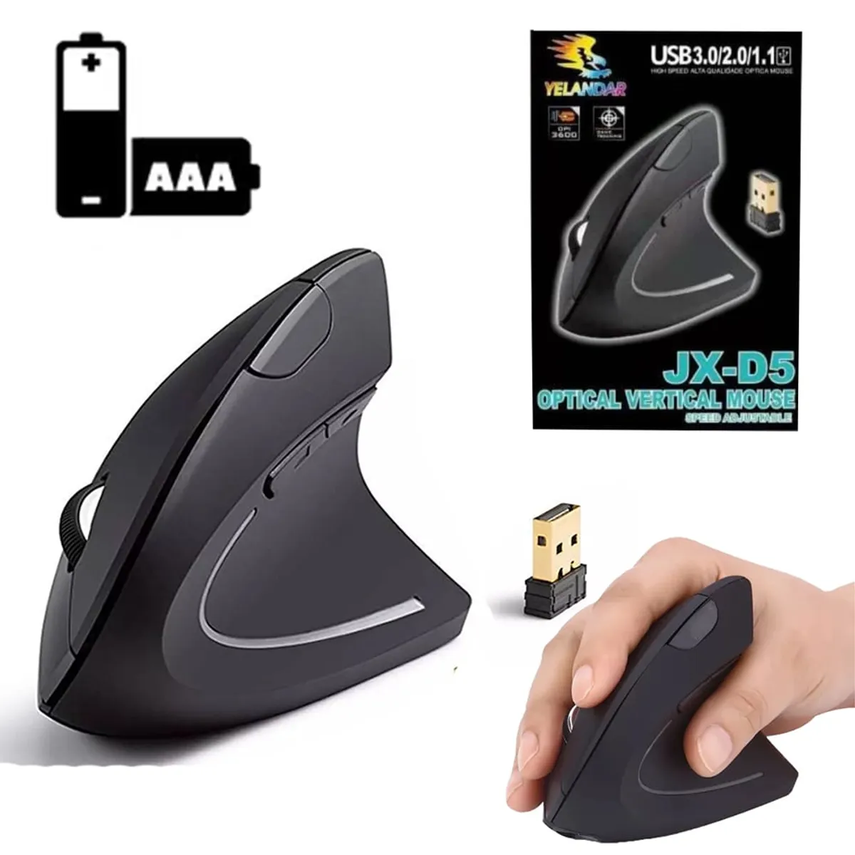 SEISA - Mouse Ergonómico Inalámbrico  2,4 G Mouse Vertical