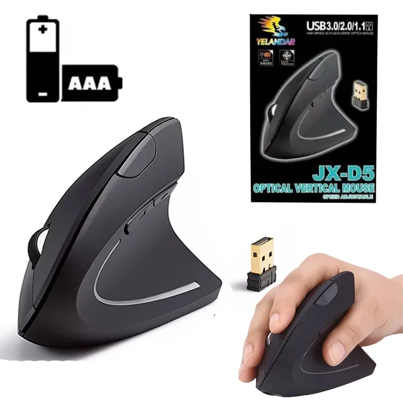 SEISA - Mouse Ergonómico Inalámbrico  2,4 G Mouse Vertical