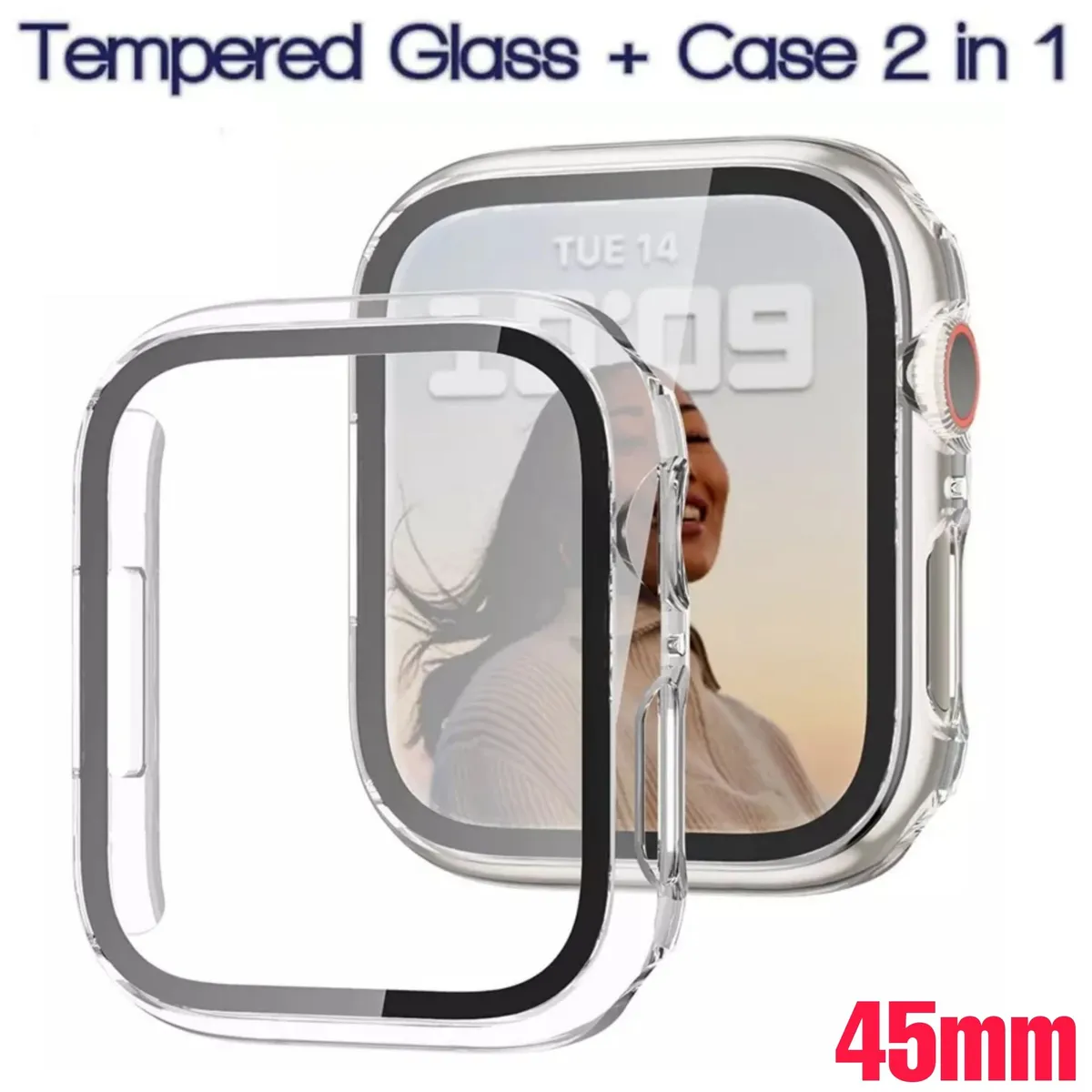 GENERICO - Case Funda Apple Watch 45mm con protector de pantalla mica