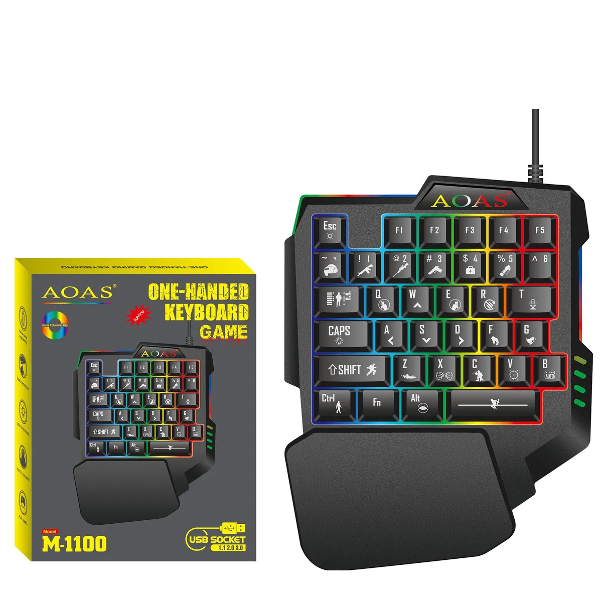 SEISA - Teclado Gamer RGB retroiluminación Gaming PUBG - 35 Teclas - Una Mano