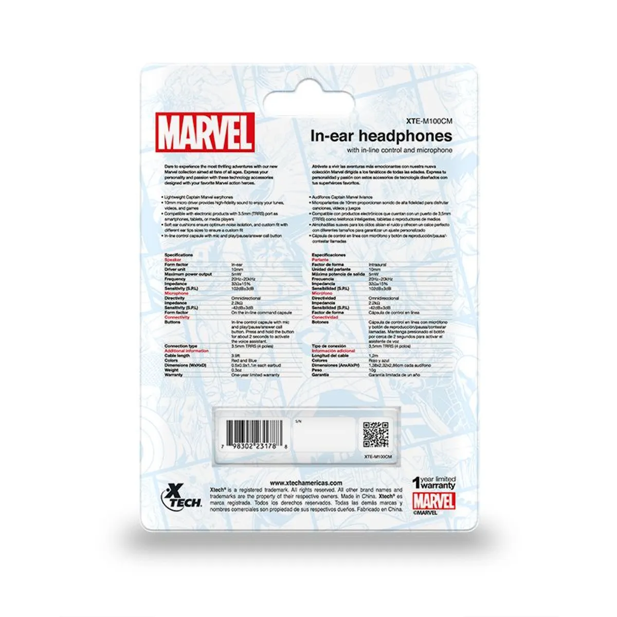 XTECH - AURICULARES CON MICROFONO EDICIÓN CAPITANA MARVEL