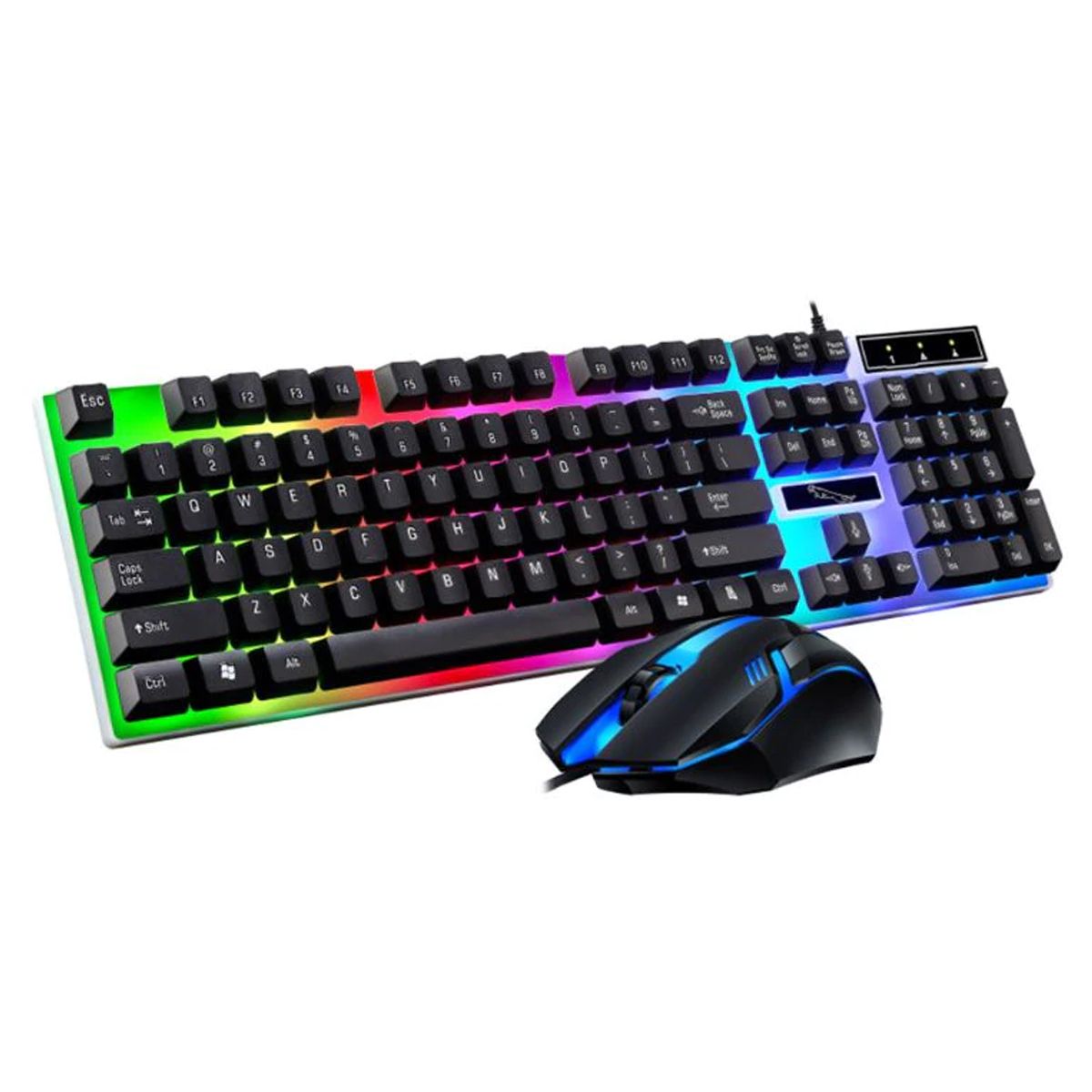 SEISA - Teclado y Mouse Gaming Retroiluminado Luces RGB - Negro M-350