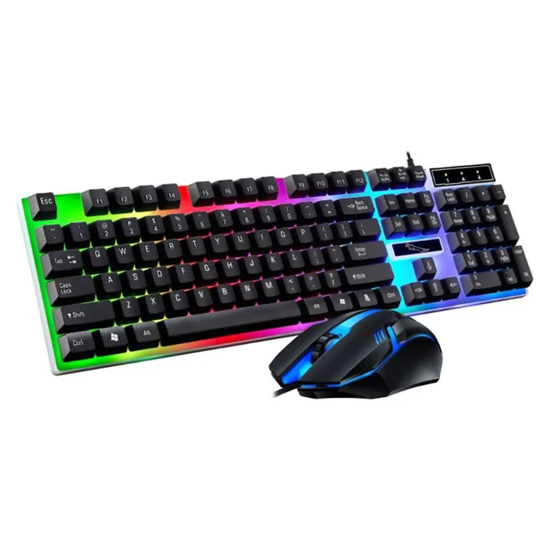 SEISA - Teclado y Mouse Gaming Retroiluminado Luces RGB - Negro M-350