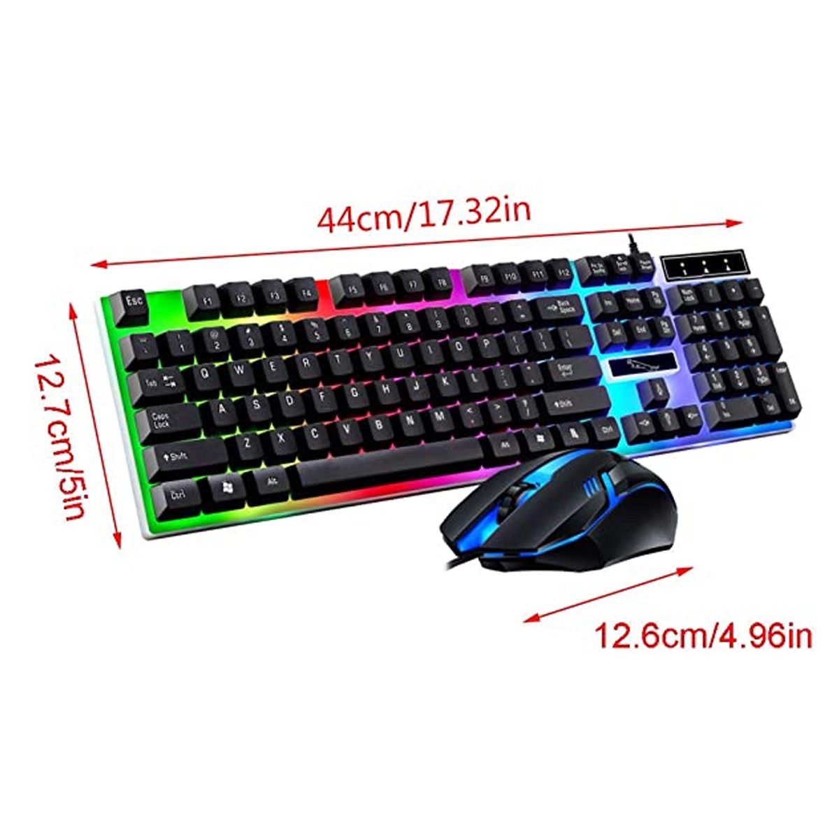 SEISA - Teclado y Mouse Gaming Retroiluminado Luces RGB - Negro M-350