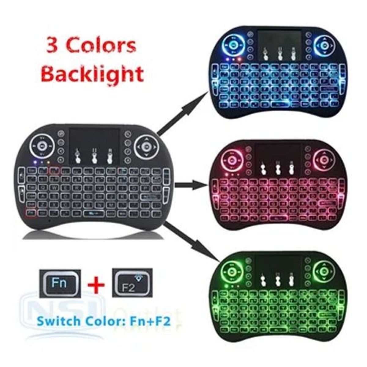 SEISA - Mini Teclado Inalambrico Iluminado Para Smart Tv PC Android